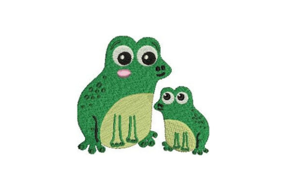 Charming Mom and Baby Frog Embroidery