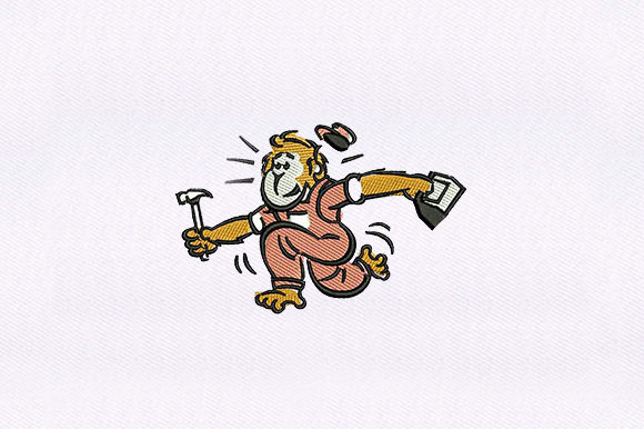 Charming Monkey Worker: A Versatile Embroidery Design
