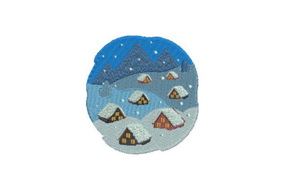 Charming Snowy Village Embroidery