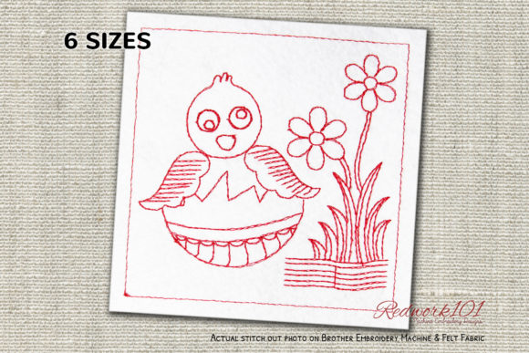 Easter Baby Chick Redwork: A Charming Embroidery Design