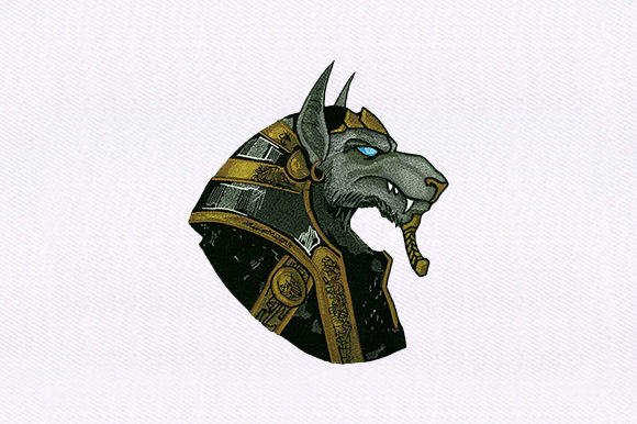 Explore the Mystique of God Anubis Dog Embroidery