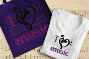 I Love Music: A Charming Embroidery Design