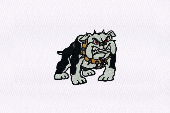 Spike Collar Bulldog: A Bold Embroidery Choice